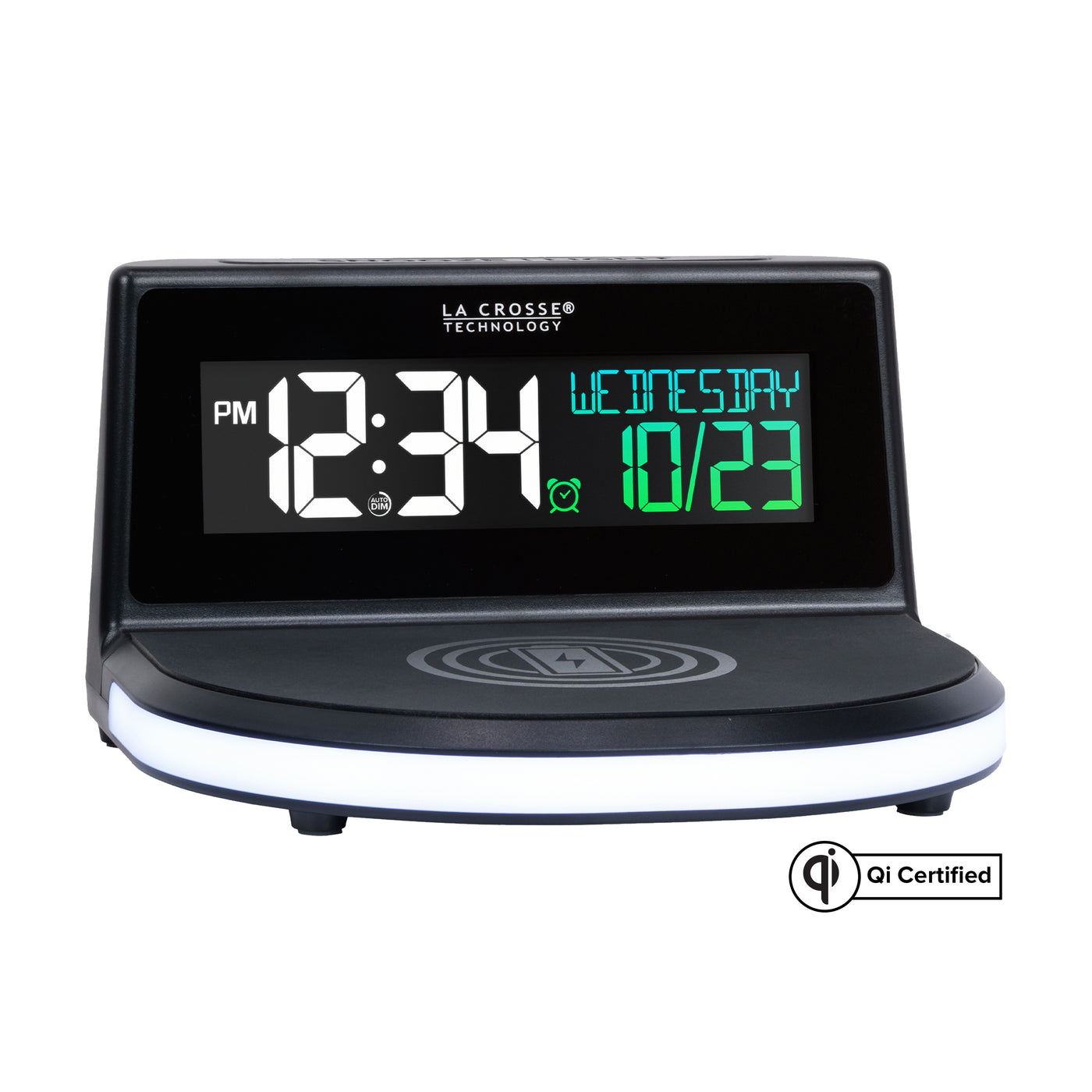 617-148V2 Qi-Certified Wireless Charging Alarm Clock with Glow Light