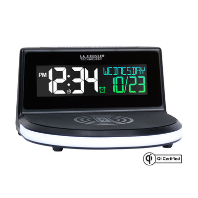 617-148V2 Qi-Certified Wireless Charging Alarm Clock with Glow Light