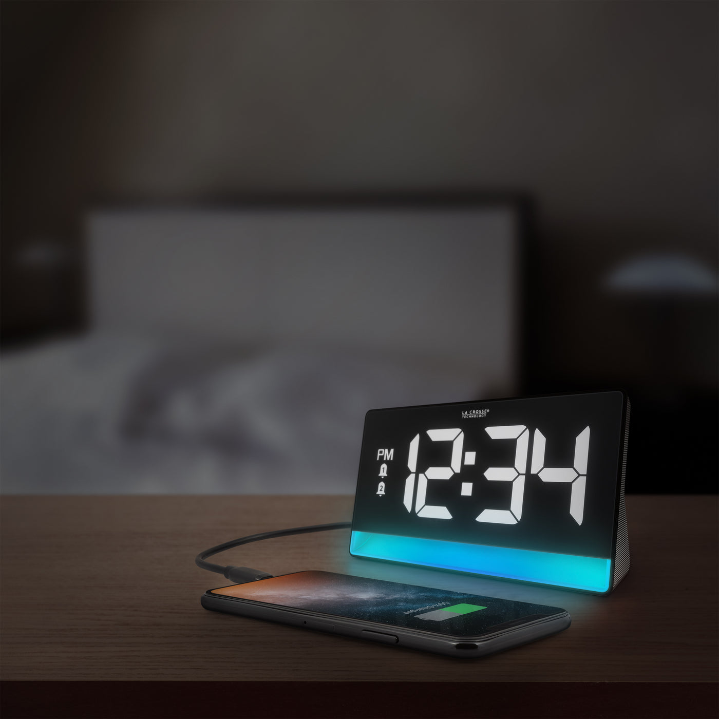 617-149 Digital Alarm Clock with Color Changing Glow Light