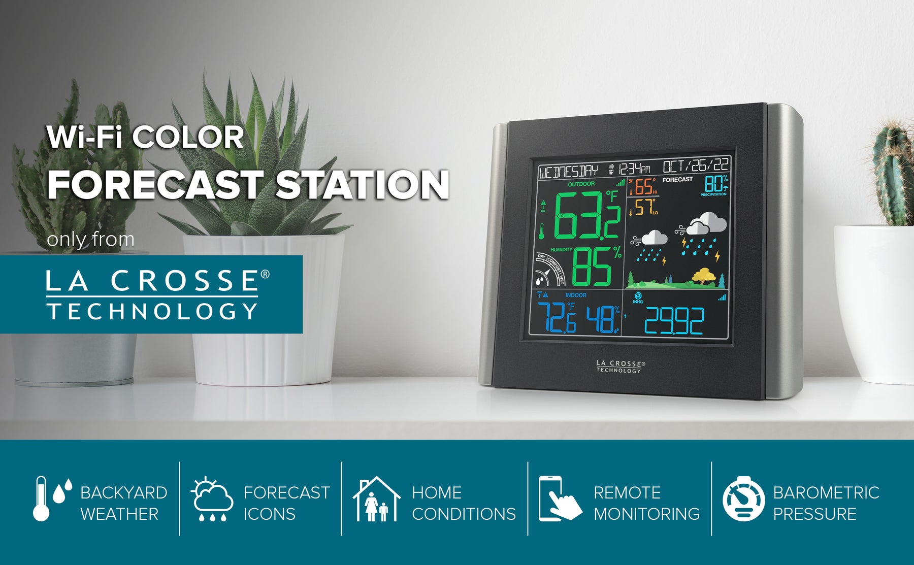 La Crosse Technology V11-TH Color Wireless WiFi Weather Station…
