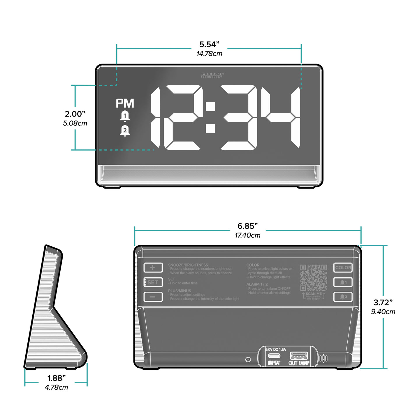 617-149 Digital Alarm Clock with Color Changing Glow Light