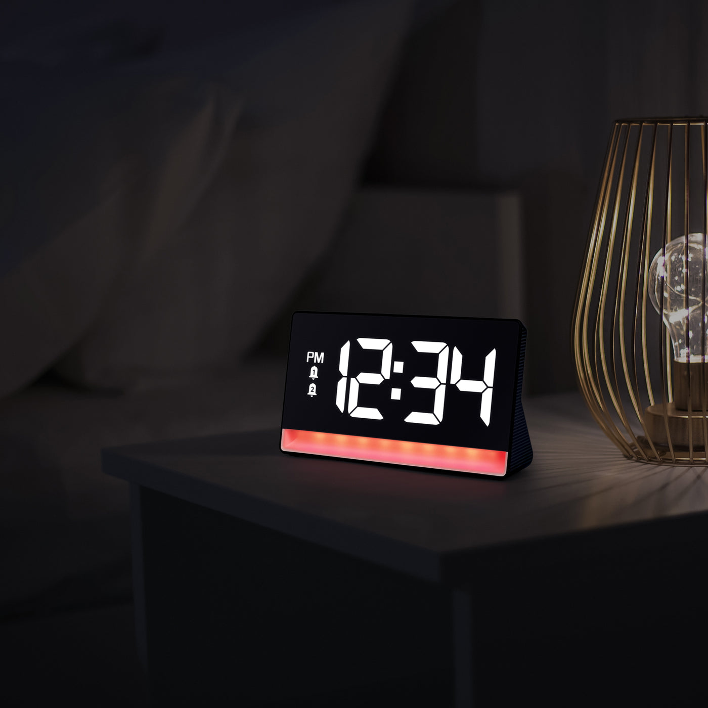 W72869 Digital Alarm Clock with Color Changing Glow Light