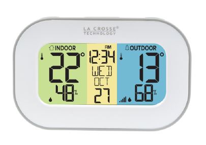 La Crosse Technology® Battery-powered Tri-color Lcd Wireless 2-piece  Digital Weather Thermometer Station With Hygrometer And Calendar : Target