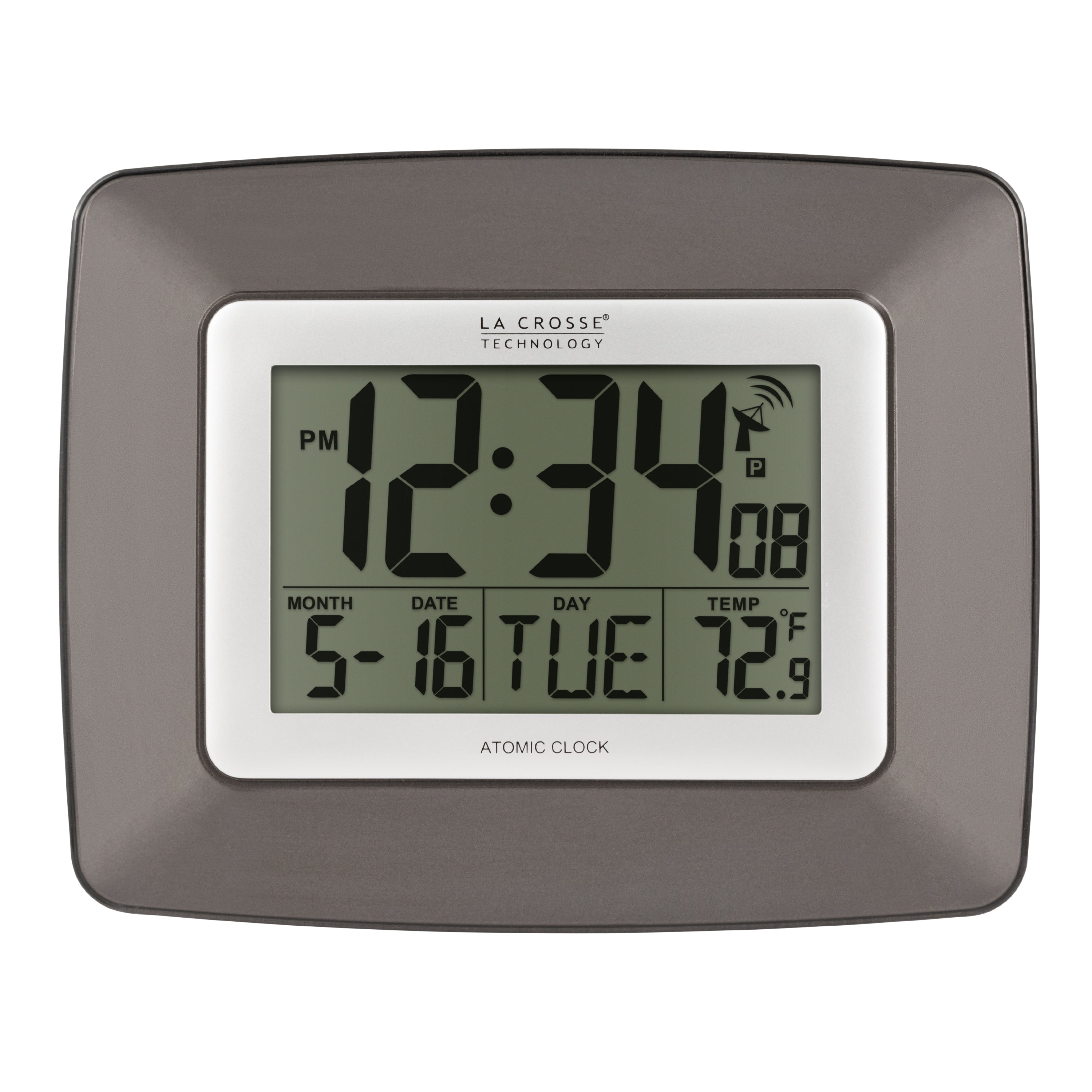 Reloj digital de pared La Crosse Technology WT-8002U, Plástico, Plateado,  Paquete de 1