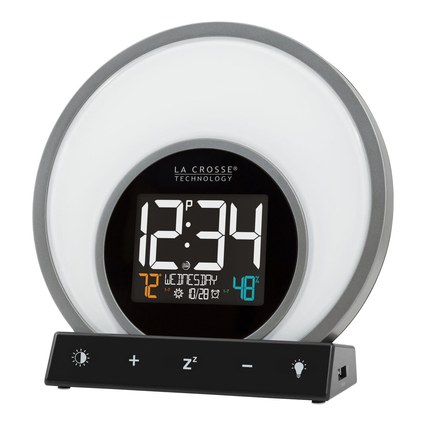 La Crosse Technology Digital White Wall Clock with Temperature and