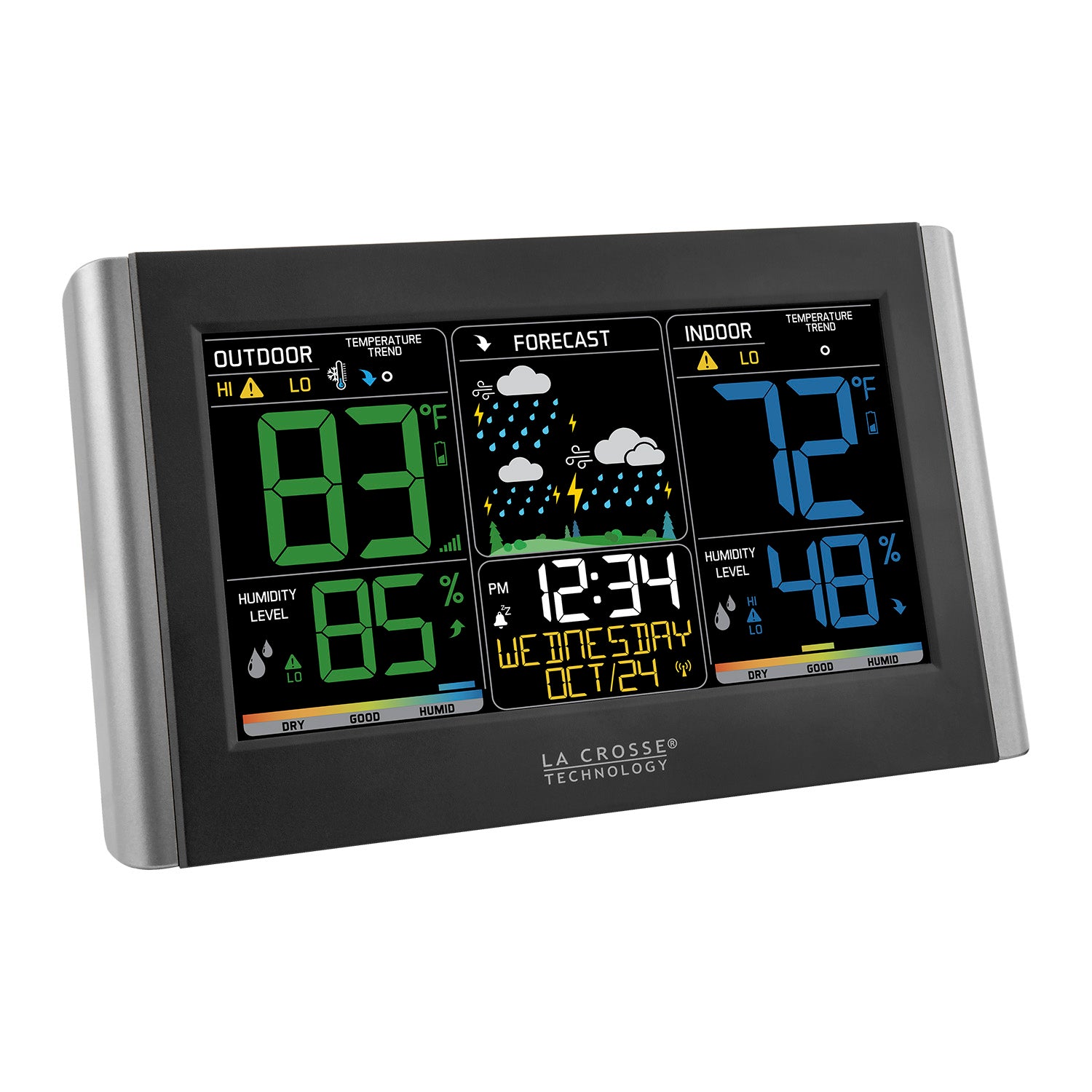 La Crosse Technology 308-1414b-int, Wireless Atomic Digital Color Forecast Station with Alerts, Black